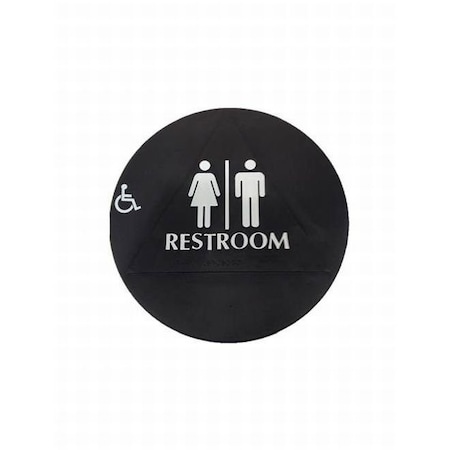 Don-Jo Black Restroom with Man, Woman, and Wheelchair Bathroom Sign CHS8